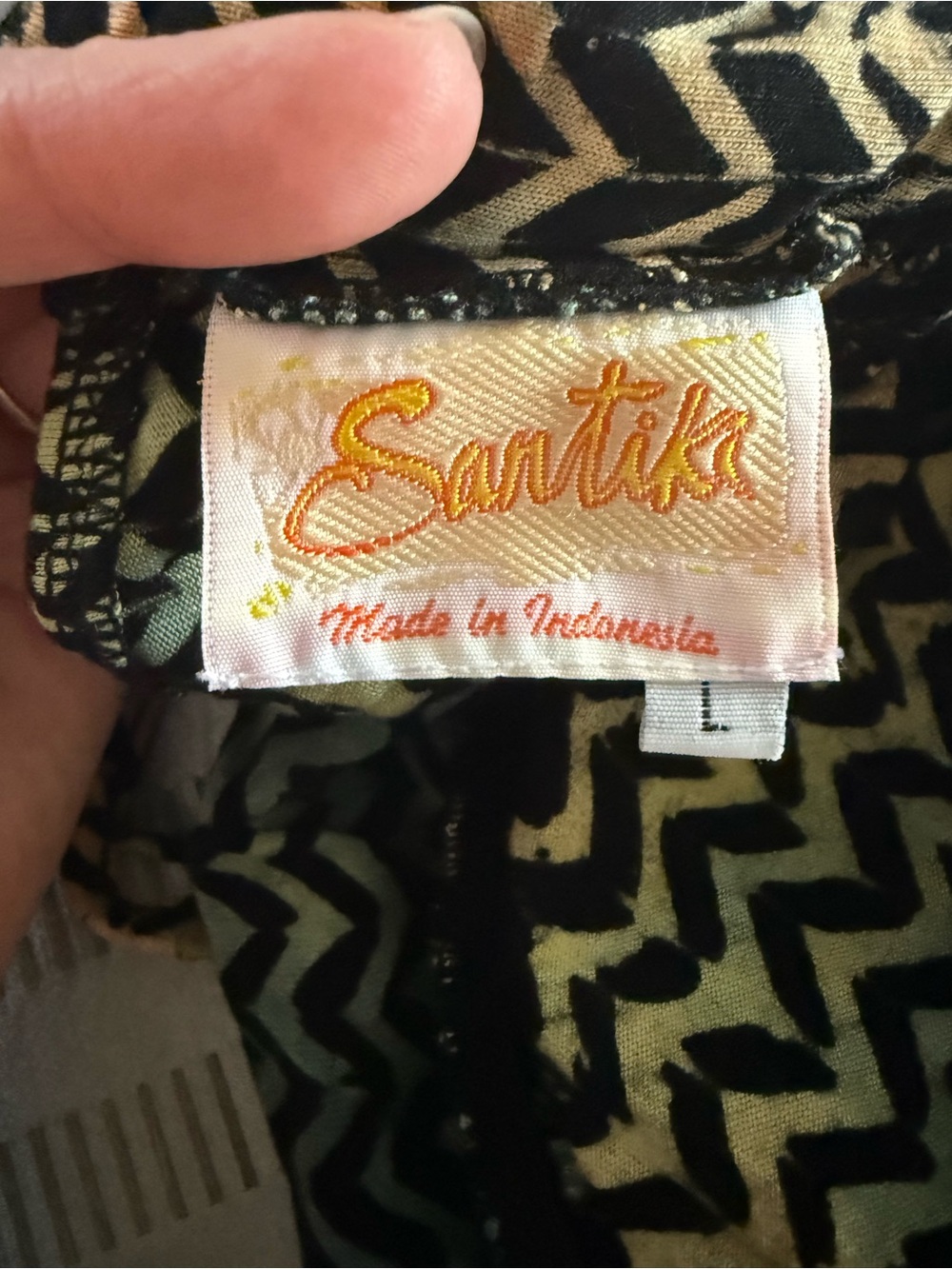 Santiki Beaded Chevron Babydoll Top | Size L | Boho Resort Style - Picture 7 of 9